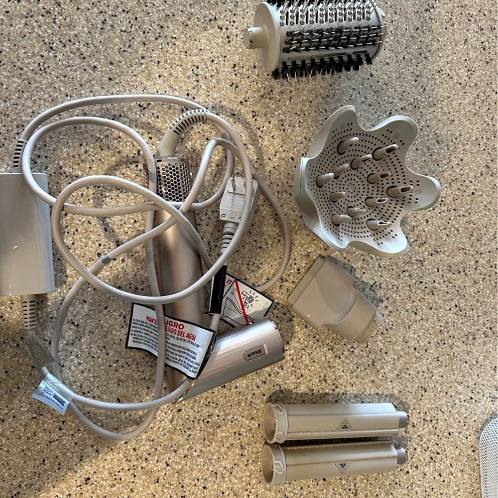 Silver Multi-Function Women's Hair Styler with Diffuser and Brush Attachments